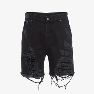 NWT SER.O.YA Jack Midnight Black Distressed Vintage cutoff Denim Shorts